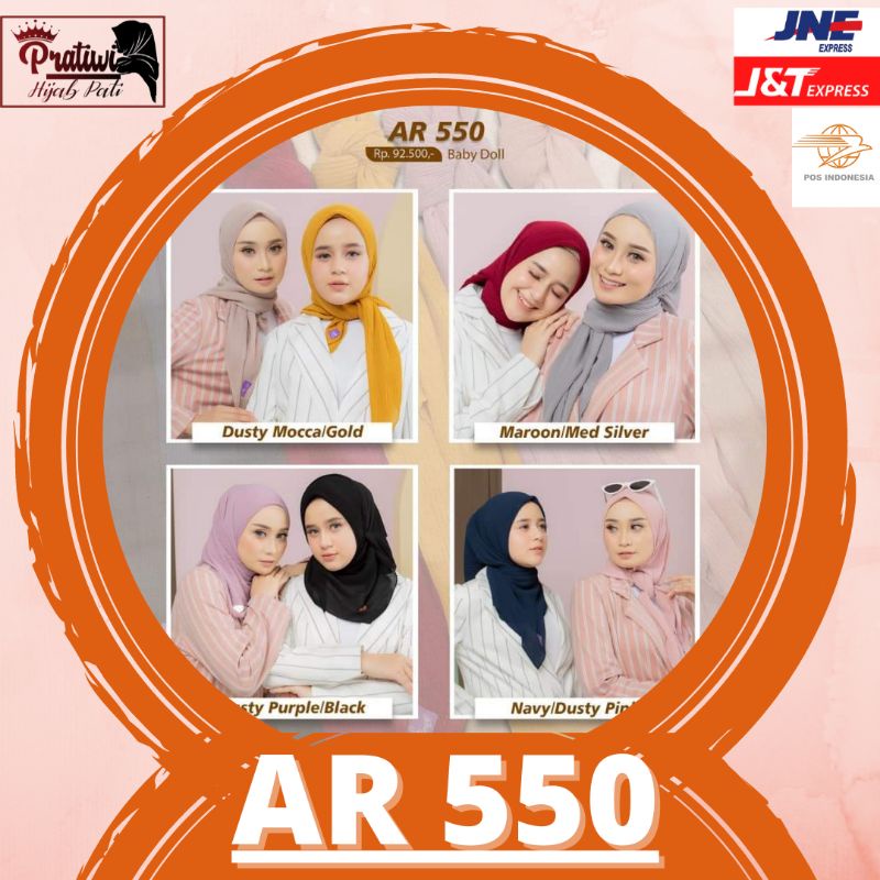 ARRAFI AR 550 Jilbab Hijab Kerudung Segi empat full pliskit terbaru terlaris//AGEN ARRAFI PATI//VIA 