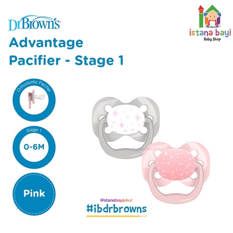 Kompeng Bayi - Dr.Brown’s Advantage Pacifier step 1 - 0-6 M Pack isi 2-Empeng PA12000