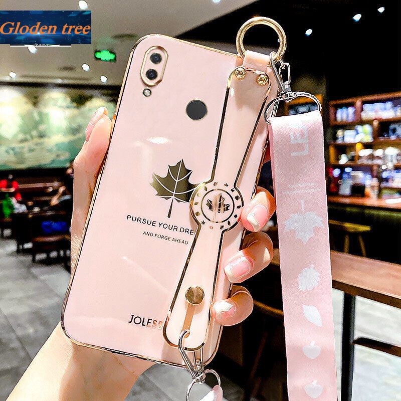 Case Motif Daun Maple Dengan lanyard Untuk Huawei Nova 3i 3 3e 4 4e