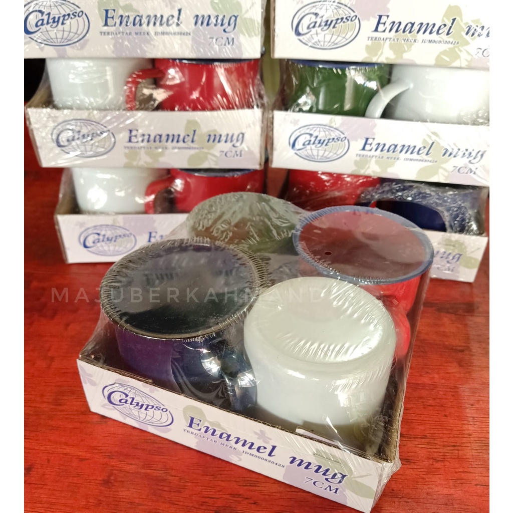 [READY STOK] Mug Enamel 1 SET Isi 4 Warna Warni Cangkir Gelas Stainless Calypso