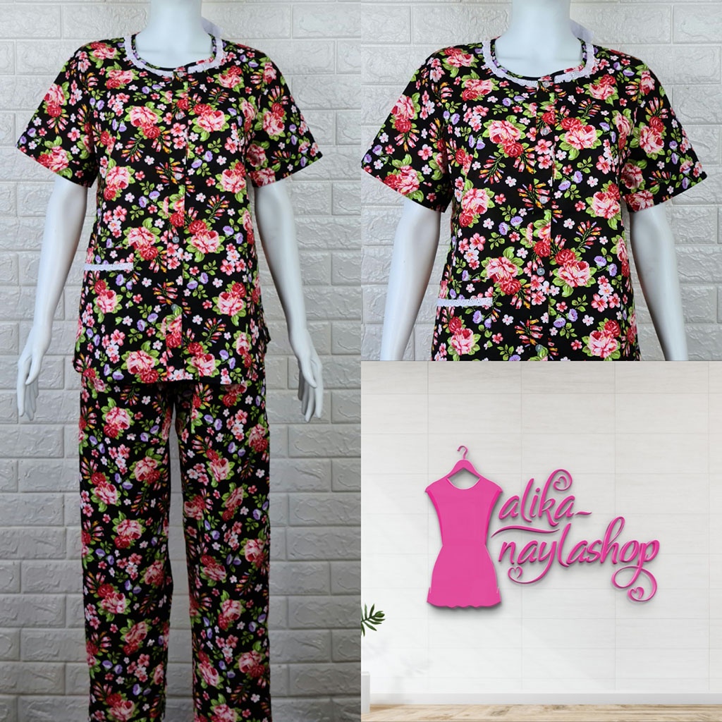 PIYAMA KATUN | HOKI & SHEILA STANDAR | LEBEL ORANGE | BAJU TIDUR | WANITA DEWASA-KODE   U5