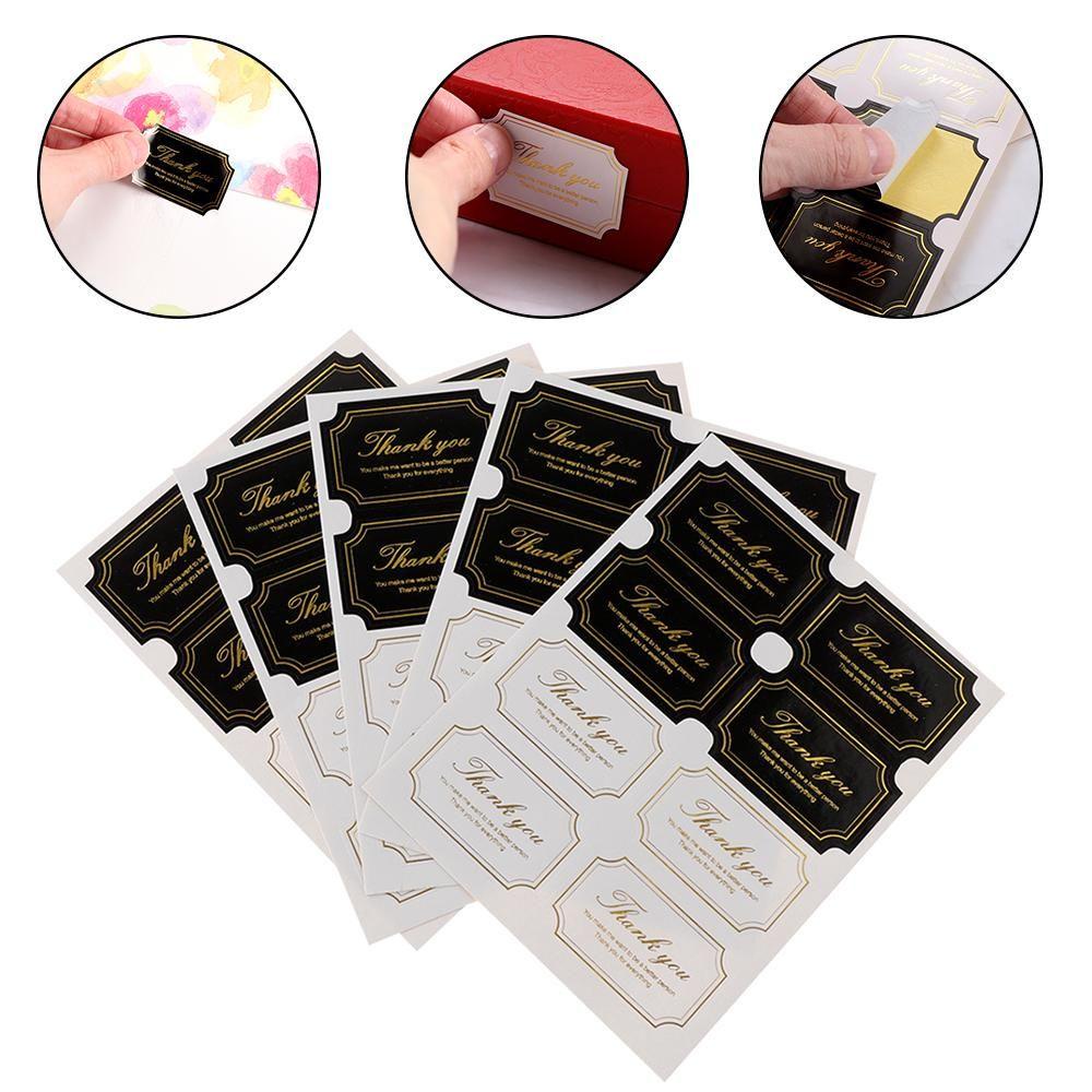 Solighter 40/60pcs Handmade Stiker DIY Perlengkapan Pesta Bronzing Putaran Sealing Craft Terima Kasih