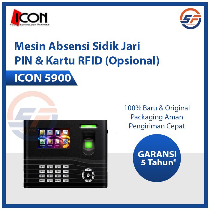 Mesin Absensi Sidik Jari PIN dan Kartu RFID (Opsional) ICON 5900