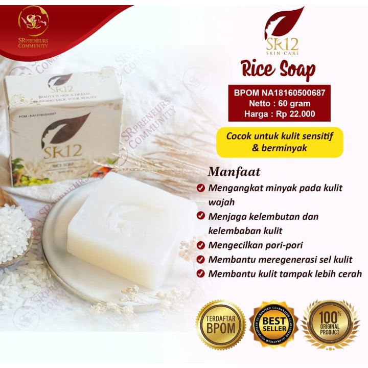 Rice Soap sr12 / Sabun Rice Soap sr12 / Sabun Beras sr12 / Sabun Beras 60gr / Rice Soap Sabun Beras