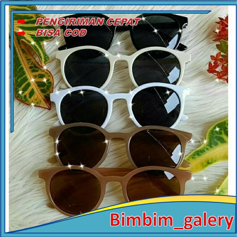 Kacamata Hitam Wanita Gaya Retro Frame Bulat Fashion Korea