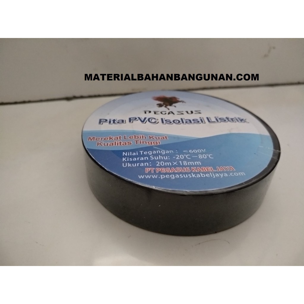Pita PVC Isolasi Listrik Pegasus Hitam 18 mm x 20 Meter Solatip Kabel Electric Tape Pegasus Hitam 20