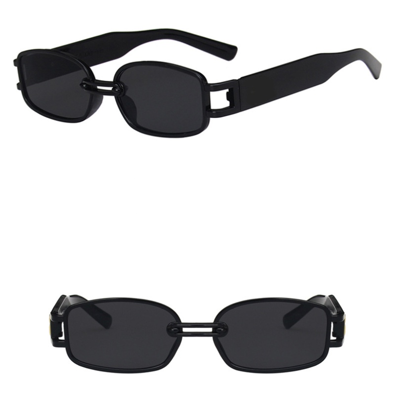 (YUZHU) Vintage Mode Bingkai Logam Kerawang Kacamata Hitam Punk Fashion Hip Hop Sunglasses