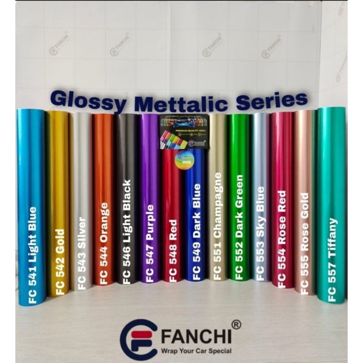 [ROLL] Sticker Fanchi Glossy Metallic Candy SERIES Metalik Gloss Premium wrap ROLL