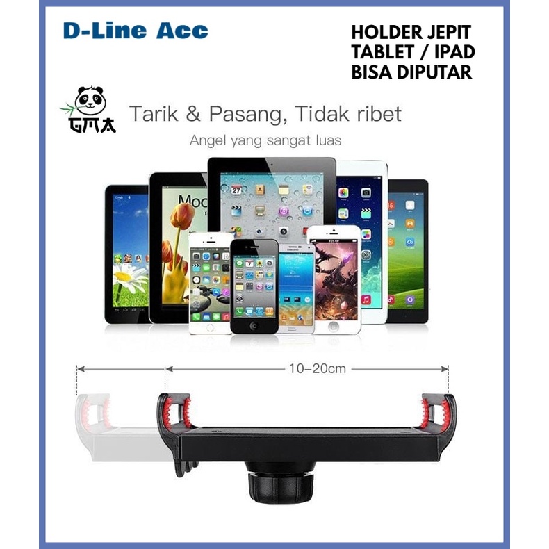 Jual Holder Clamp Jepit For Tablet / Ipad Up To 8Inch Bisa Diputar ...