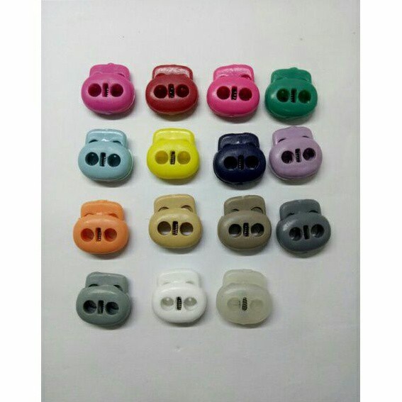 MurmerOfficial R528 Stopper Compo Warna-Warni Adjustable Pengatur Tali Serut Stoper Lobang Dua