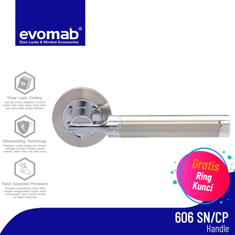 evomab Lever Handle Silver Pintu Modern 606