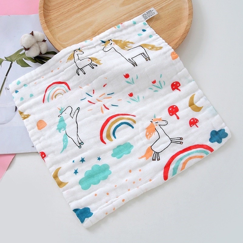 Leleoncare Sapu Tangan Bayi Muslin Salur Waslap Bayi Lembut Halus Washcloth Lap Handuk iler Liur Bayi