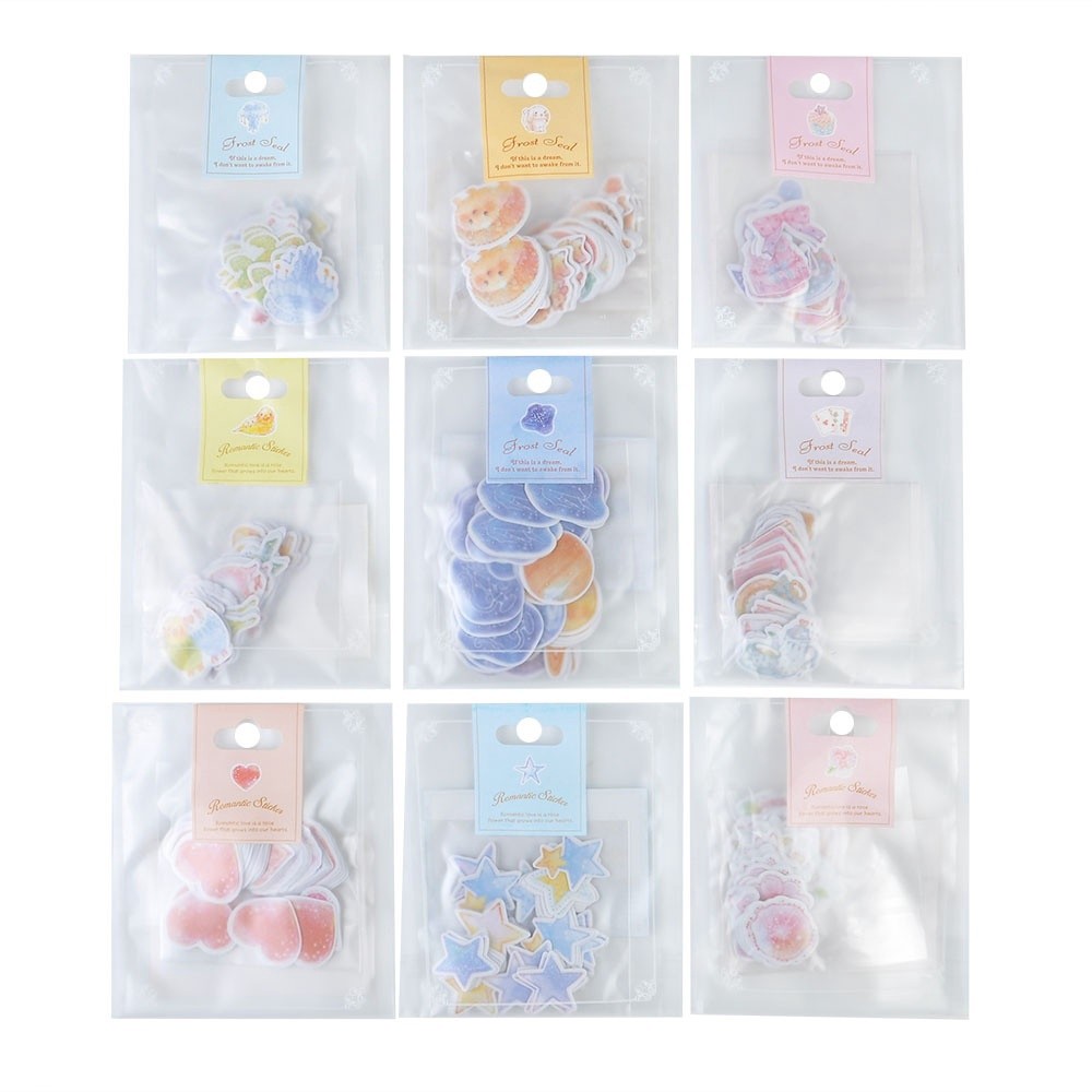 【COD Tangding】70Pcs Stiker Kertas Motif Label Lucu untuk Dekorasi Scrapbook / Album / Diary DIY