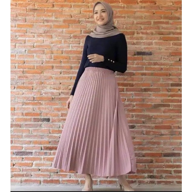Rok Plisket Premium - Dusty Pink