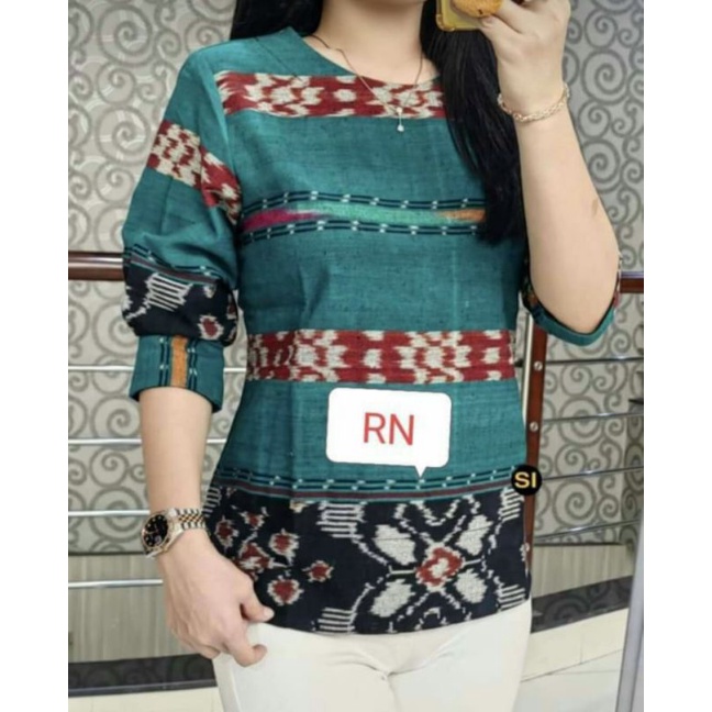 atasan blouse baju kantor/ baju wanita/ tenun motif etnik