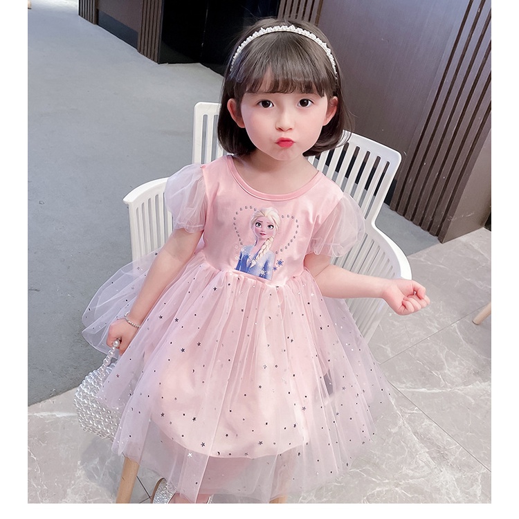 [PRINCESS KESLI] 1-9tahun Frozen Elsa Baby Princess Dress/Gaun Anak Perempuan/Gaun Gelembung Jala/Baju anak/Dress anak perempuan/rok anak/gaun bayi/kado anak perempuan ulang tahun