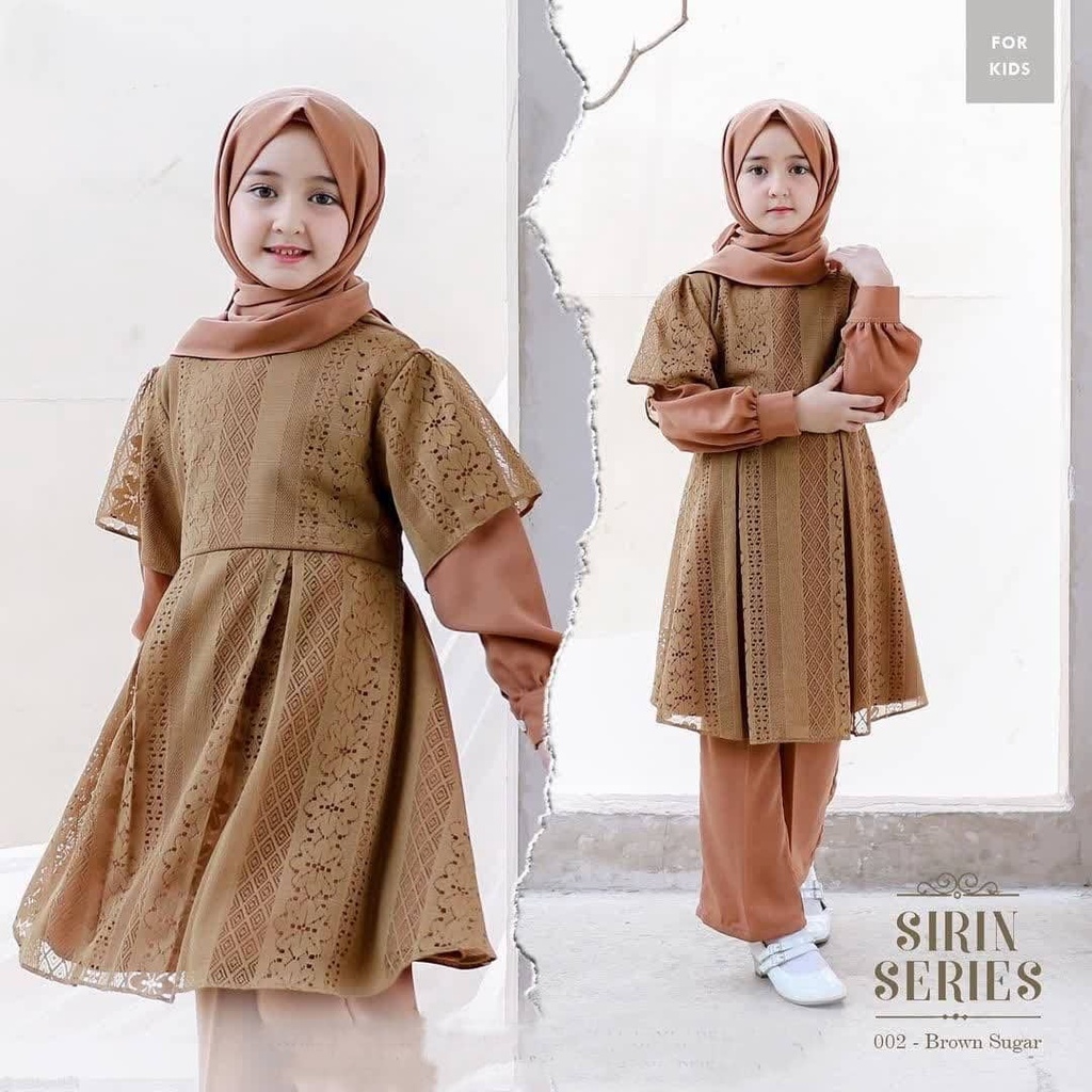 SHIRIN 2IN1 SET KIDS BL 8-10 TAHUN MOSSCRAPE MIX BRUKAT SYAHRINI LD 75 CM PB 64 CM PC 70 CM DAPAT ATASAN + CELANA  BAJU KIDS TERBARU 2022