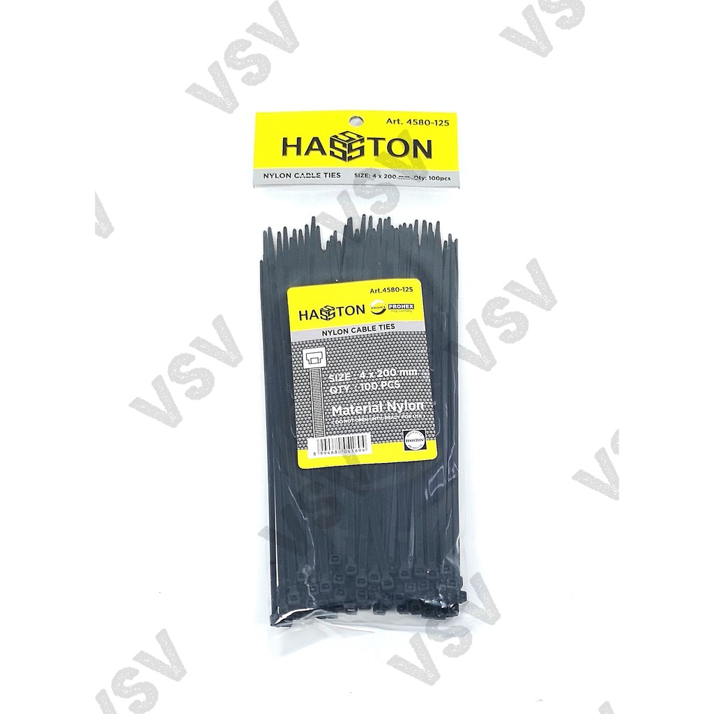 Hasston Kabel ties 4x200mm hitam 4580-125 Nylon Cable ties