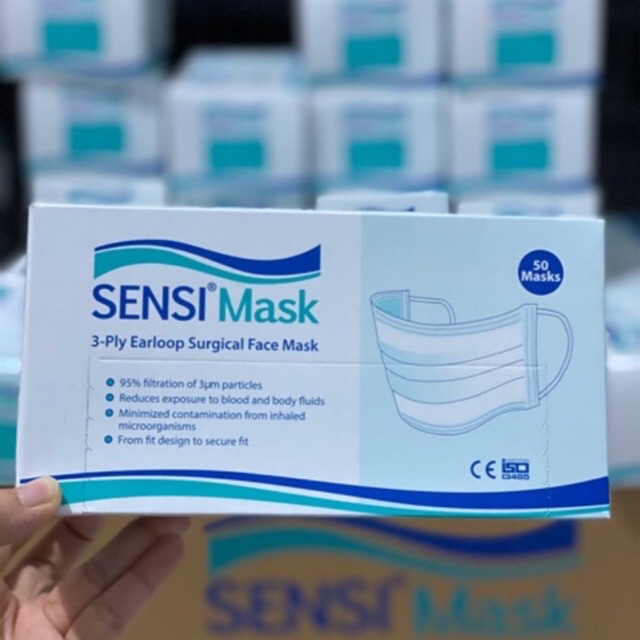 masker - sensi - masker 3ply tali cantol telinga [50 maskers per box]