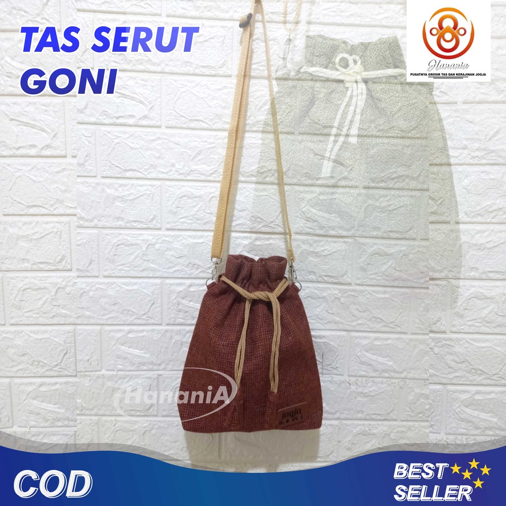 Tas selempang wanita Tas serut goni premium sling bag goni mini