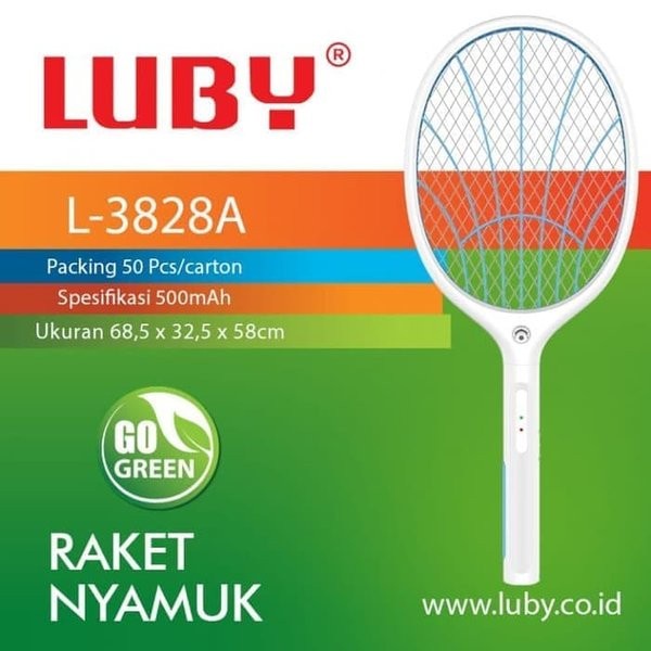 RAKET NYAMUK LUBY JUMBO L-3828A + LED SENTER BATERAI BISA CAS ULANG