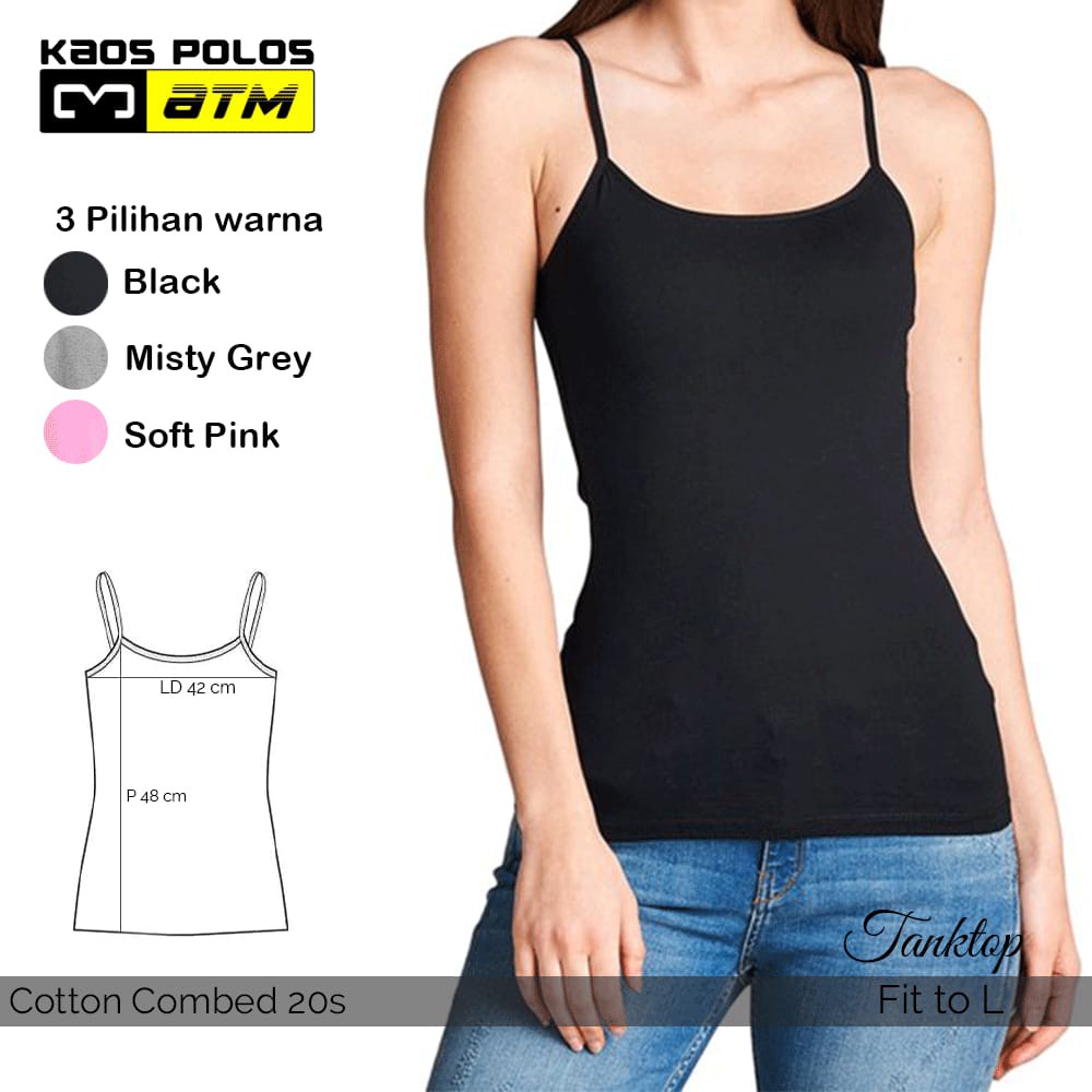 Tank Top 100% Cotton Combed Level DISTRO Soft Adem Bahan Tebal / Singlet Cewek Wanita Perempuan 100% Katun Super Lembut ATM