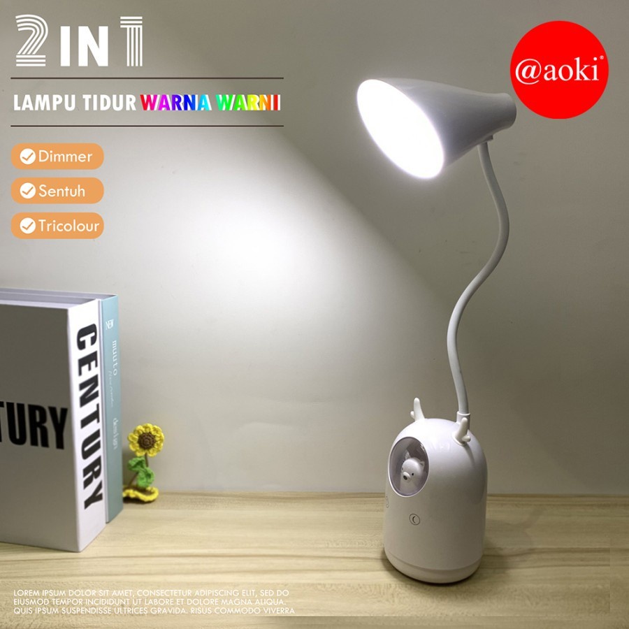 AOKI Lampu belajar bear rainbow tricolour sentuh 3warna ak 6105 Putih