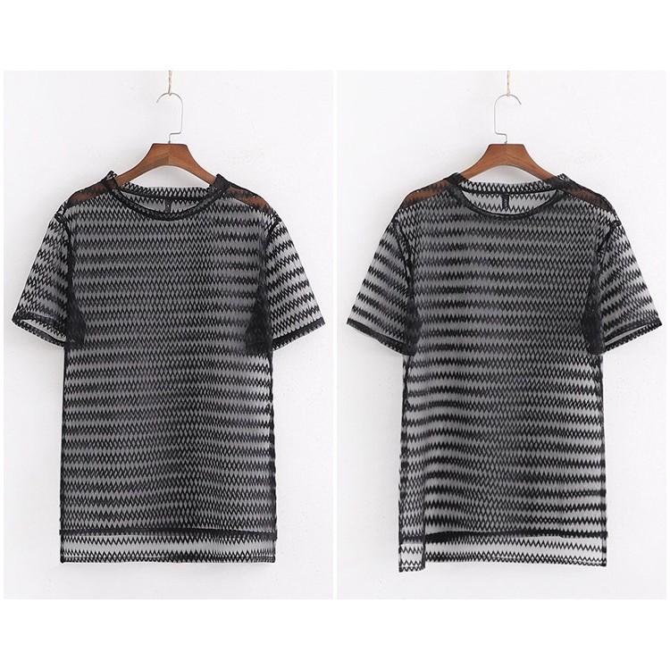 [baju wanita korea]  Baju Atasan Wanita Transparan Blouse Korea Import Hitam Black