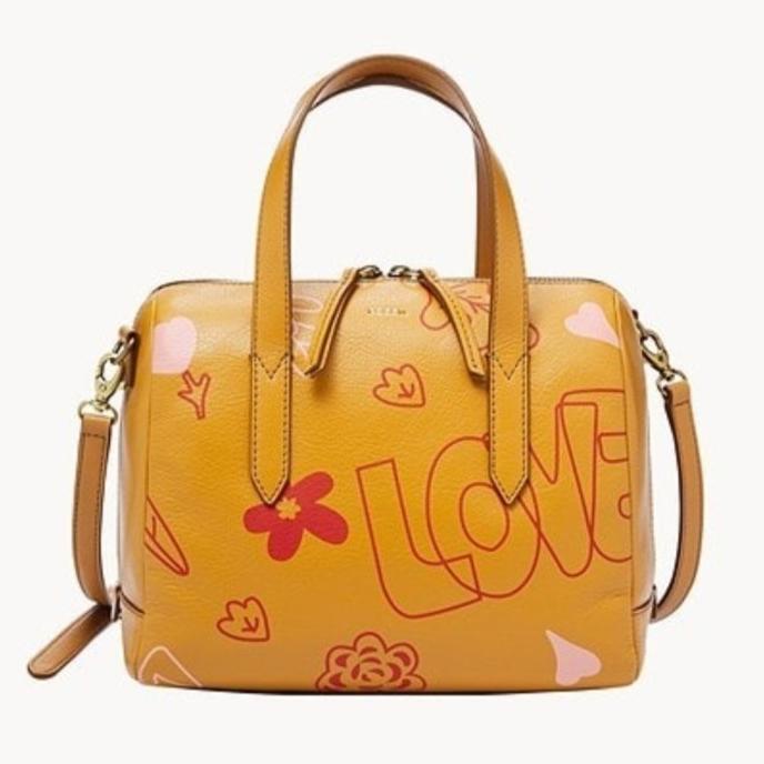 Tas F O S S I L sydney satchel brown multi love