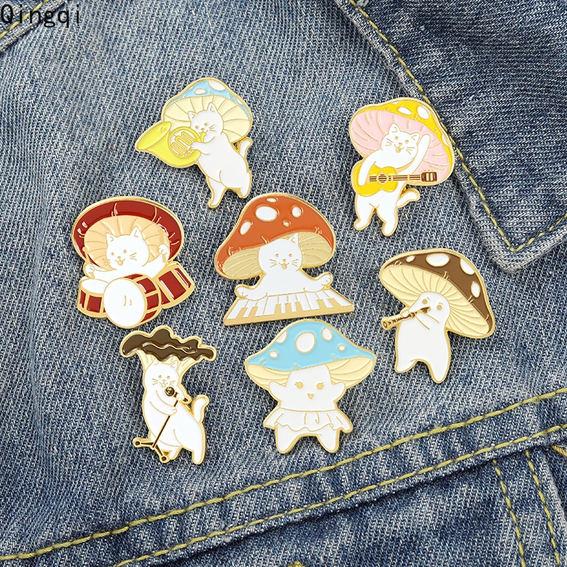Bros Pin Enamel Bentuk Jamur Piano Gitar Saxophone Drum Untuk Hadiah Anak
