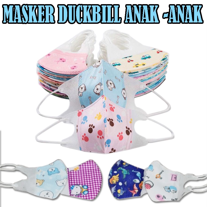 New! Masker Duckbill Anak Motif Lucu Isi 20pcs Usia 1- 3 Th Protective Face Mask 3Ply Earloop