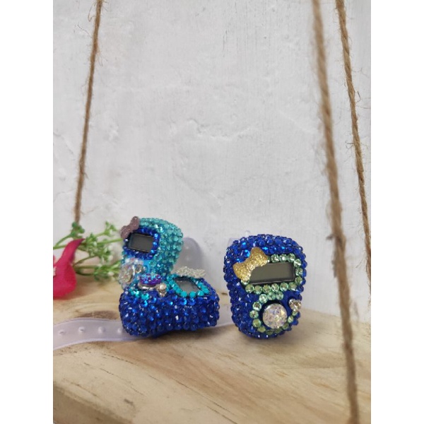Tasbih Digital non LED Swarovski warna navy dan biru