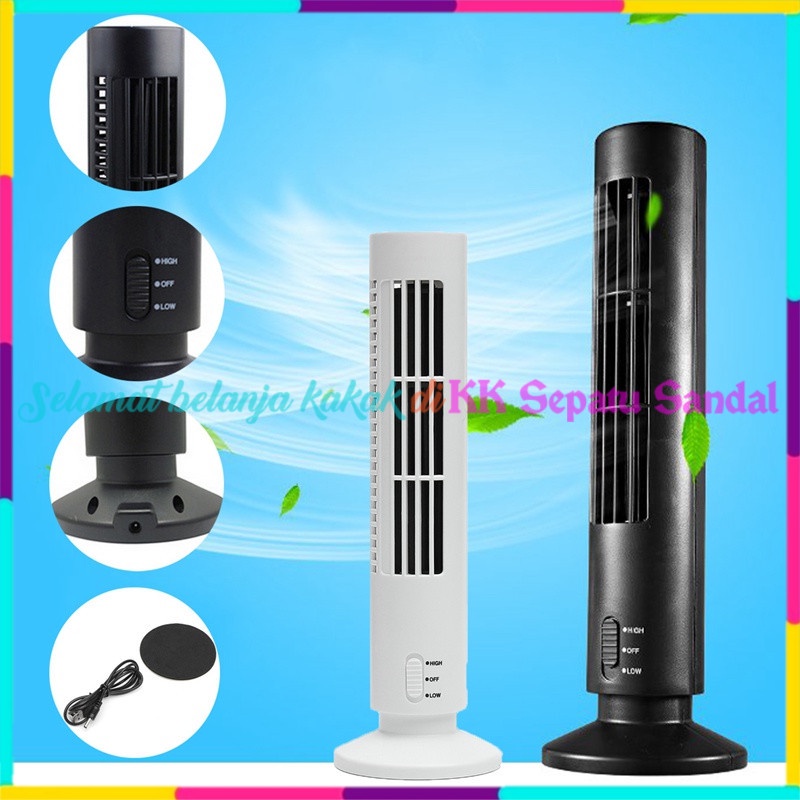 ◔‿◔ Kipas Angin USB Tower Leafless Ultra Quite - Kipas Angin AC Meja Silent