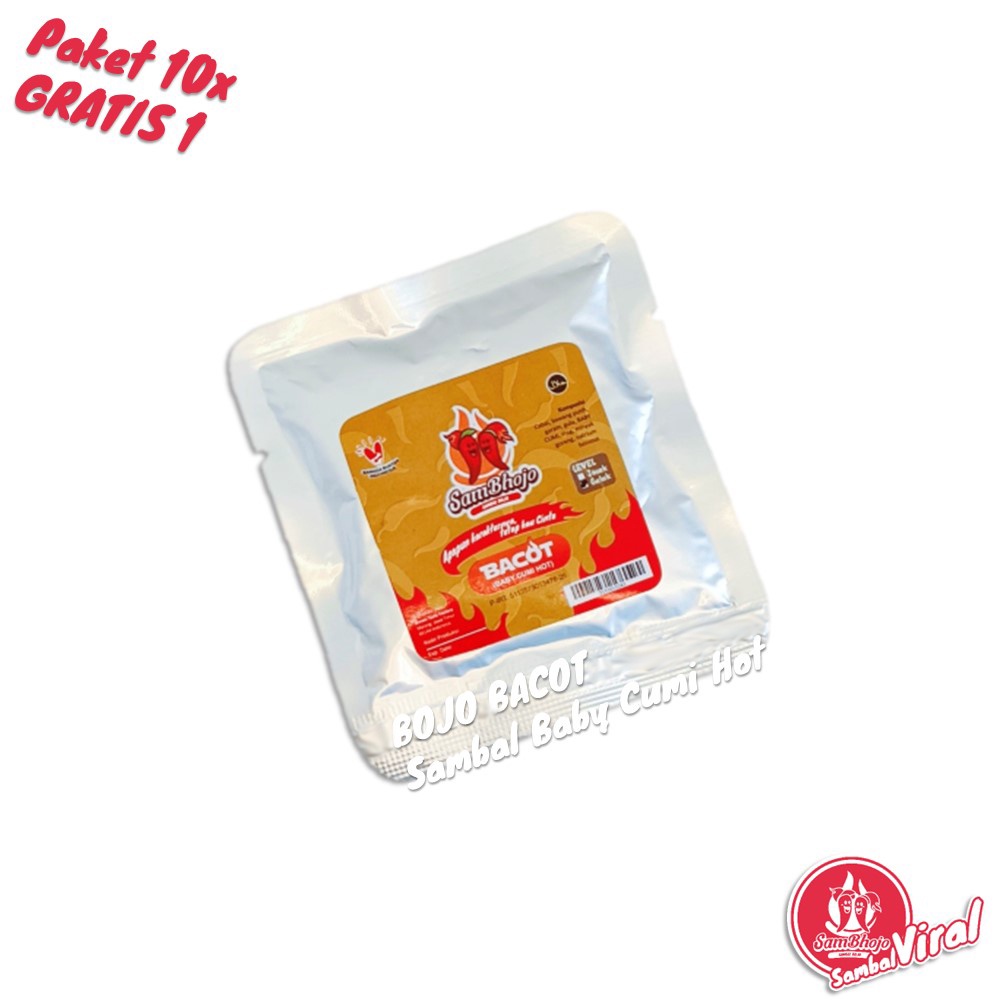 Sambal Viral Sambal Baby Cumi Hot sachet, Paket 10 GRATIS 1