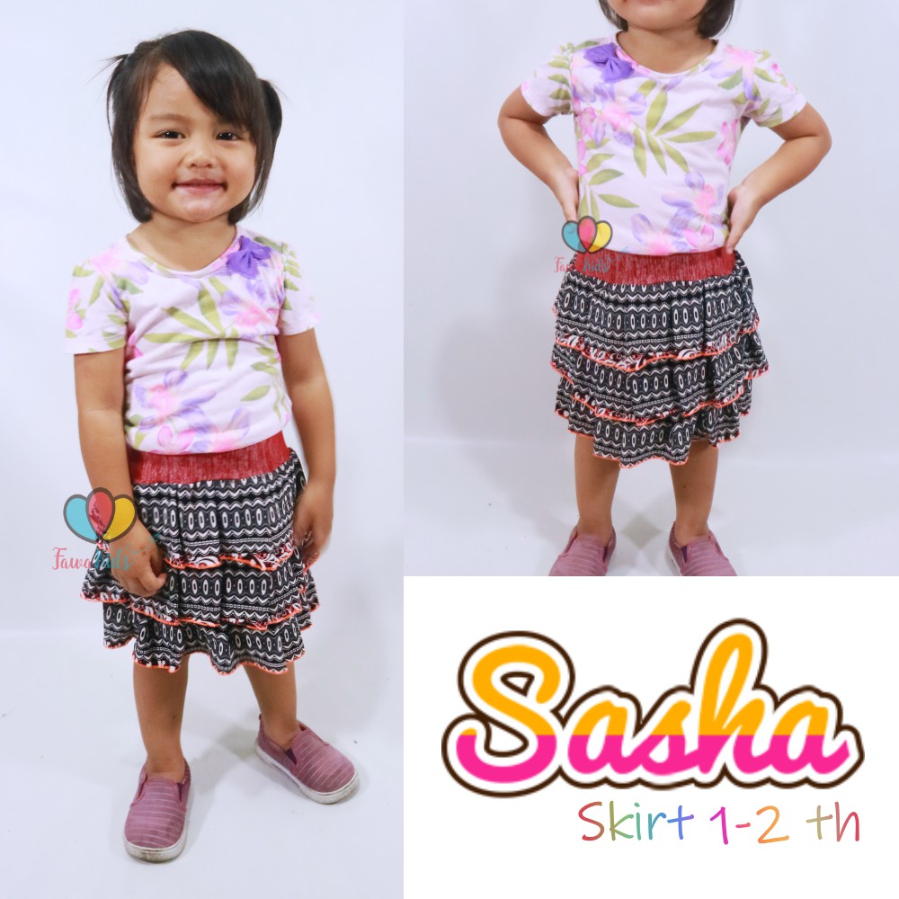 Sasha Skirt uk 1-2 Tahun / Rok Anak Perempuan Murah Skirt Pendek Polos Kaos Lucu Grosir Pakaian Adem