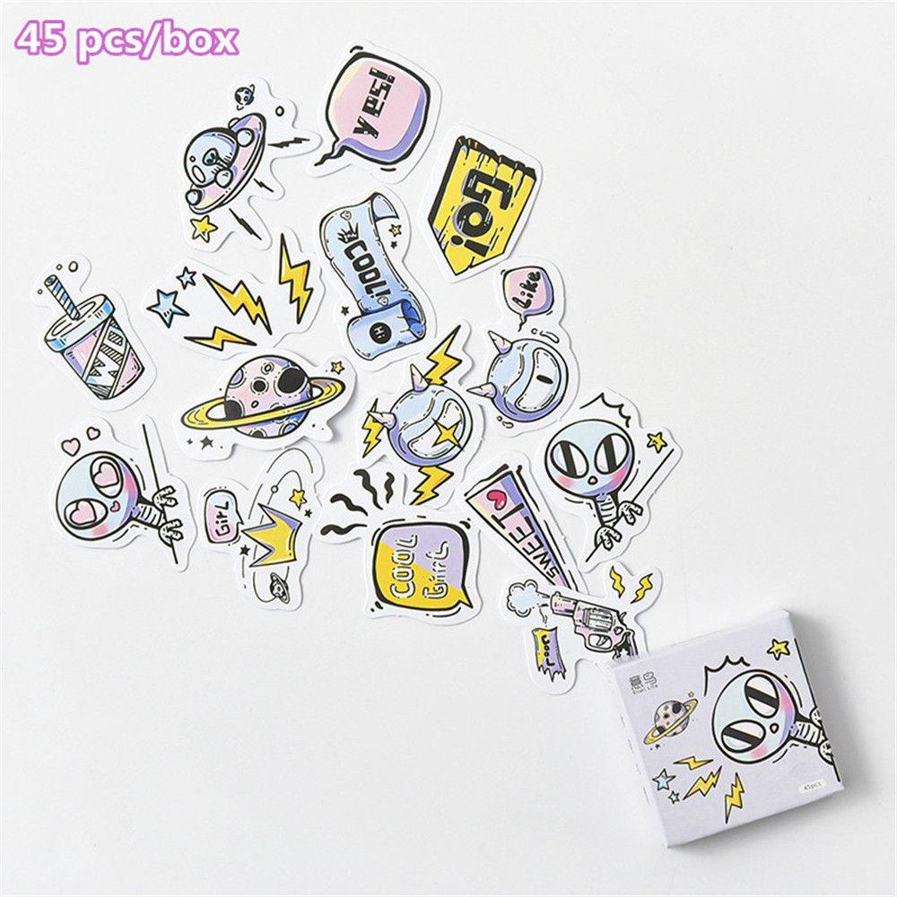 Populer Stationery Sticker Perlengkapan Sekolah Dekorasi Stiker DIY 45pcs/box