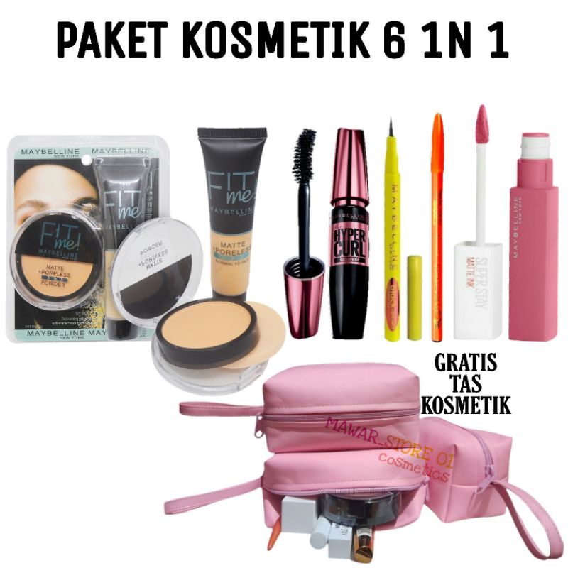 Paket Kosmetik Maybeline 6 in 1 / Paket Hemat Make Up Maybeline Lengkap