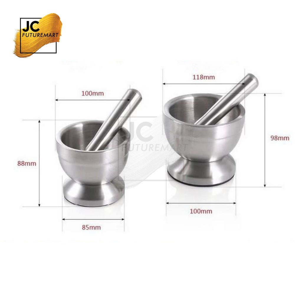 MORTAR PESTLE TUMBUKAN BUMBU OBAT STAINLESS COBEK ULEKAN LUMPANG