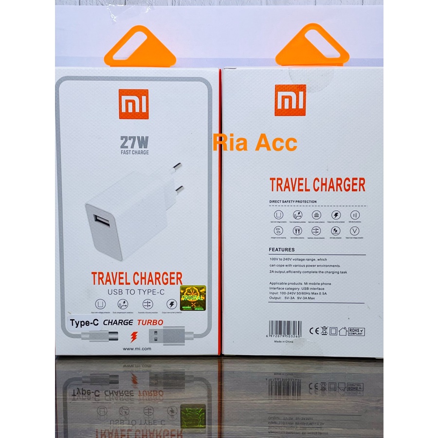 Charger Xiaomi Type C Redmi Original Fast Charging Mdy-11-Ez 27w 3.Oa - Putih