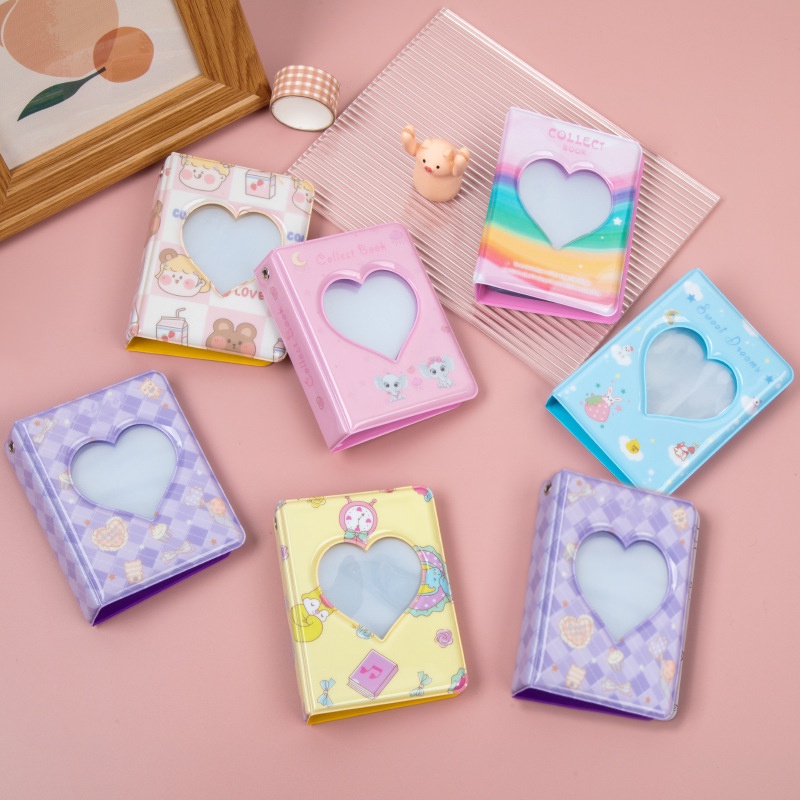 Album Foto Mini Korea Lucu 3inch Heart Square Cover 40slot Tempat Kartu Kpop Photocard Collection Book