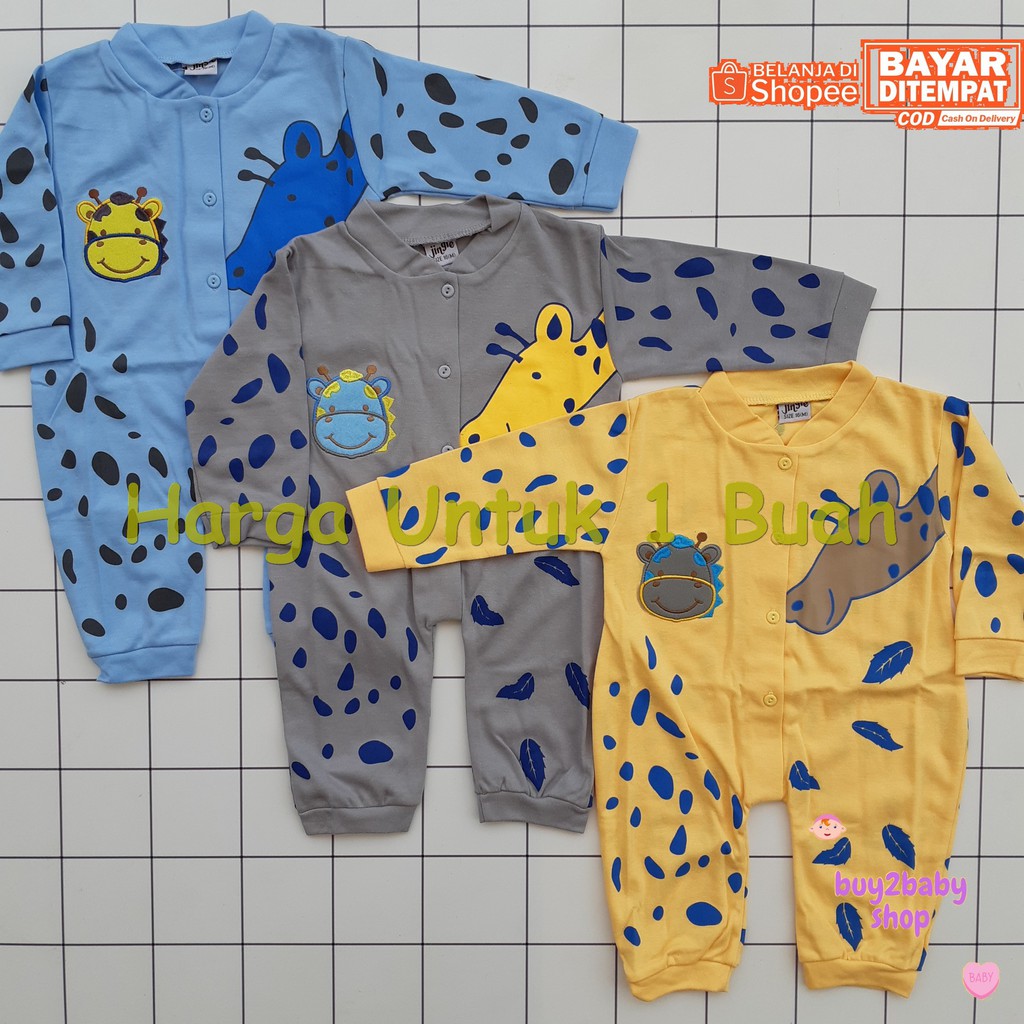 Jumper Panjang baju kodok bayi karakter motif bordir JINGLE Animal Series usia 3-9 Bulan 1 PCS