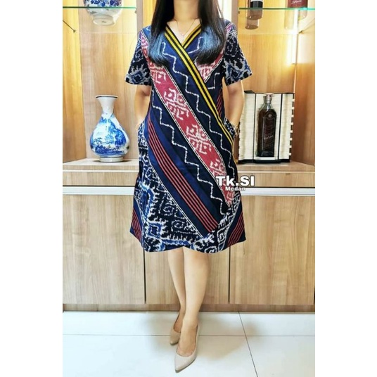 Dress tunik tenun murah  baju tenun jepara kain blangket ethnik tunik DTB9