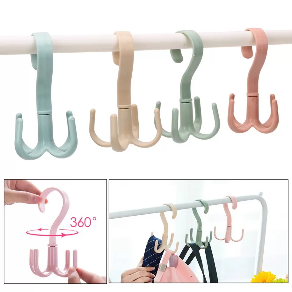 Hanger Serbaguna dengan 4 kait utk scraf,tali pinggang/Rotating hanger 360 degree