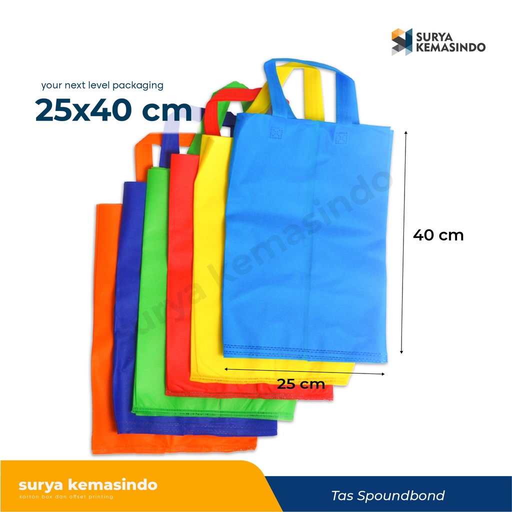 

Tas Spunbond Biasa ( 25x40x25 cm ) tasspunbond/goodiebag/taskain/taskado