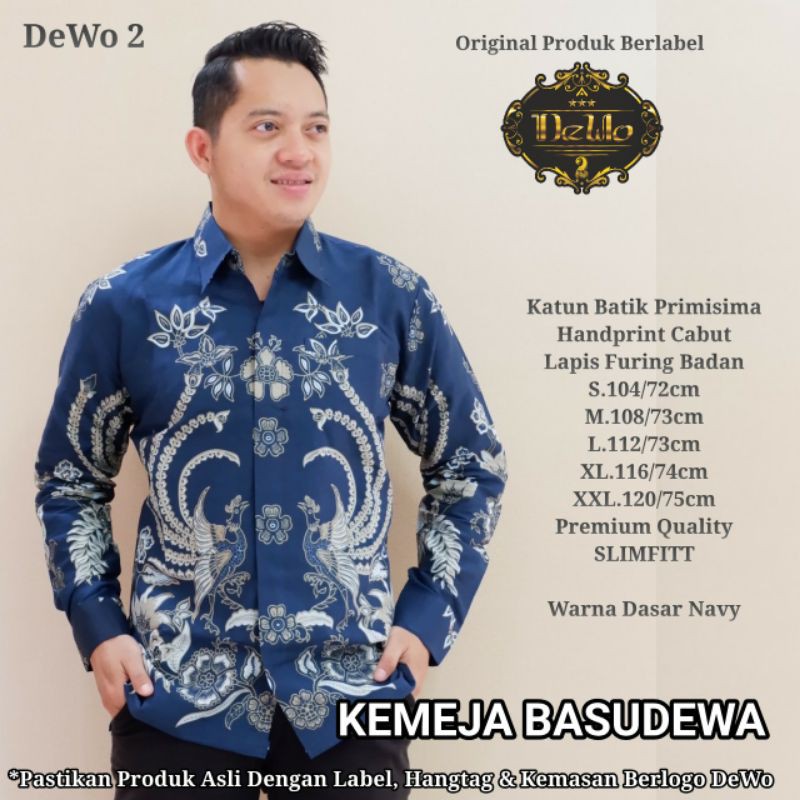 Kemeja Batik Slimfit Warna Navy Batik Lengan Panjang SlimFit BASUDEWO NAVY Batik Slimfit Warna Navy