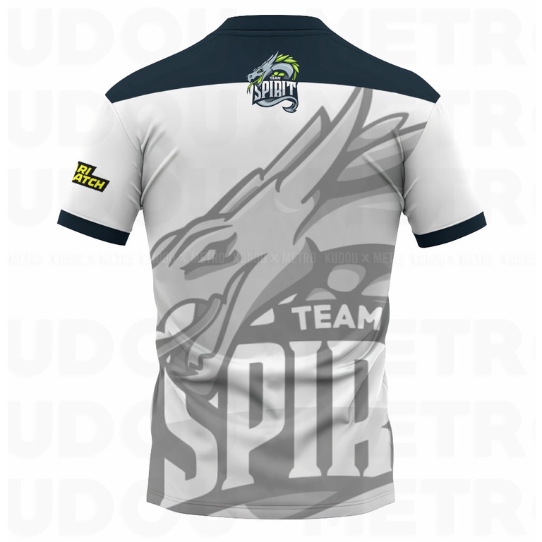 Jersey V-neck Team Spirit Dota2 White  [ Nickname bisa di request ]