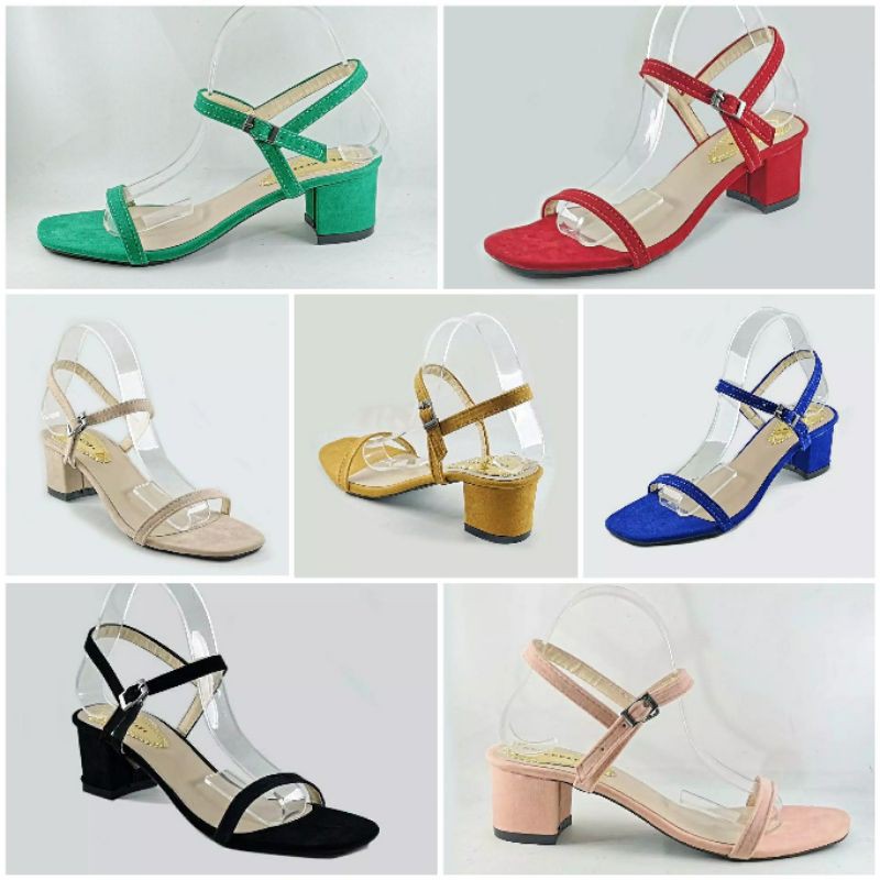 HEELS HAK KOTAK PUMP PENDEK HEEL PESTA POLOS KERJA EMORY IMPORT