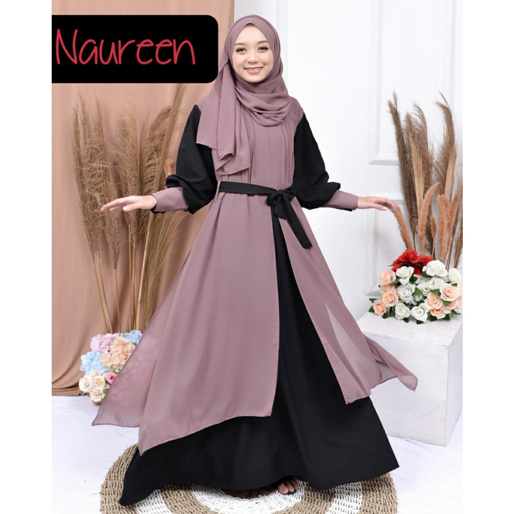 Gamis ALMIRA NAUREEN ANNUR itycrepe mix ceruty babydoll terbaru syari modis fashionable ootd muslimah simple style layer model exclusive kondangan lebaran