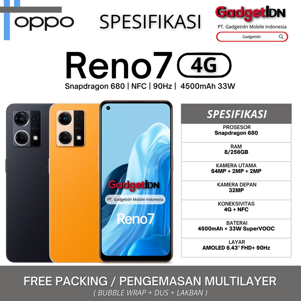 OPPO RENO7 RENO 7 RAM 13/256GB (8GB + 5GB EXTENDED RAM) GARANSI RESMI