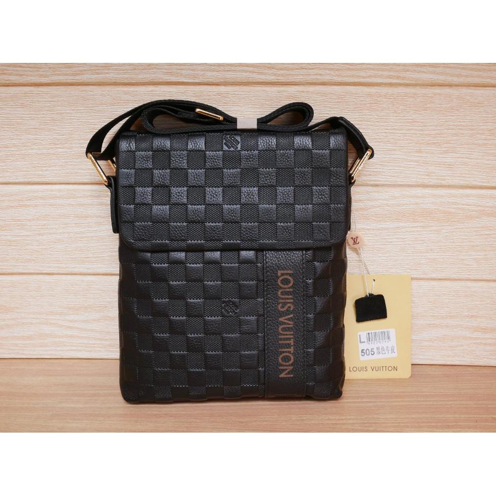Paling Murah Tas Selempang Kulit Asli Pria Import Lv Lt505 Black